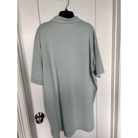 Peter Millar Summer Comfort Striped Short Sleeve Polo Shirt Golf Blue Yellow XL - Picture 5 of 10